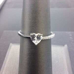 Elegant 925 Sterling Silver And Black Heart Moissanite Ring
